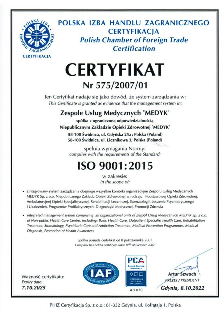 Certyfikat iso 9001:2015